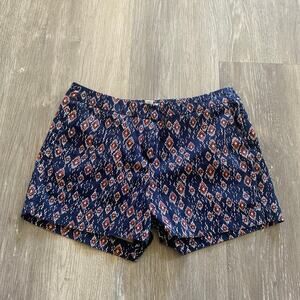 British Chino Khaki Floral Blue Women’s Shorts with Pockets Size 8